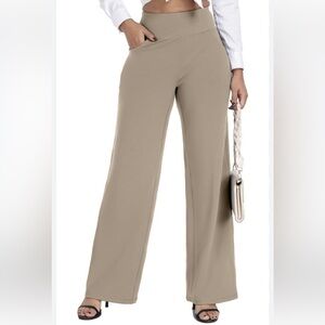 esoft Wide Leg Pants soft blush Size SMALL High Waisted Yoga Work   Pants NEW